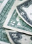 Free Two Dollar Bills - Vertical - Narrow Depth Of Field Royalty Free Stock Images - 1016749