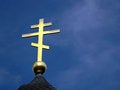 Free Golden Orthodox Cross On Blue Sky Stock Image - 1042171