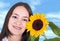 Free Girl With A Sunflower Stock Image - 1071061