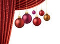 Free Red Chrismas Balls And Red Curtain Royalty Free Stock Photography - 10804627