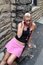 Free Punk Girl Posing On Stump Stock Photo - 1098440