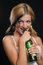 Free Sexy Model Holding A Beer Bottle Stock Photography - 1115362