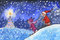 Free Kids Skiing In Xmas Night Stock Images - 12235484