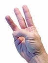 Free Gesture - Three Fingers (with Clipping Path) Stock Images - 1269014