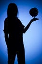 Free Silhouette Of Woman With Globe Stock Photography - 1282592