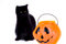 Free Black Cat And Candy Pumpkin. Royalty Free Stock Photo - 1296615