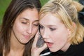 Free Friends On Cell Phone Together (Beautiful Young Blonde And Brune Stock Image - 1323201