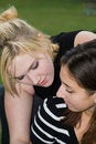Free Friends On Cell Phone Together (Beautiful Young Blonde And Brune Stock Photo - 1323210