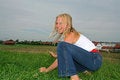 Free Girl Playing In Grass Royalty Free Stock Image - 1331216