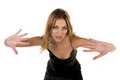Free Attractive Woman Pushing Royalty Free Stock Image - 1353166