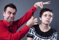 Free Man Examining Woman S Hair Stock Photography - 13750552