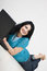 Free Woman Relaxing And Browsing Internet Stock Image - 14018261
