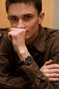 Free Young Man Sitting At The Table Royalty Free Stock Photos - 14051368