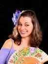 Free Girl With A Fan Stock Photography - 1428322