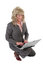 Free Business Woman Kneeling Working On Laptop Stock Photos - 1443023
