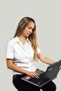Free The Girl Working With A Computer Stock Images - 1481704