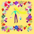 Free Blonde In Frame With Flower And Heart Royalty Free Stock Photography - 15442657