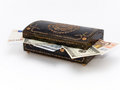 Free Old Jewelry Box With Money Inside Royalty Free Stock Photography - 1597087