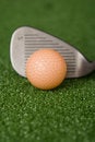 Free Picture Of Orange Golf Ball And Sand Wedge At Address Royalty Free Stock Photography - 1603327
