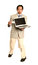 Free Man Holding White Card And Laptop Royalty Free Stock Photography - 1705127