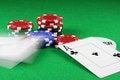 Free Poker - Beat That - A Pair Of Aces Thrown On The Baize Royalty Free Stock Image - 1733166