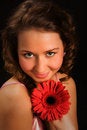 Free Pretty Girl With Red Flower Stock Images - 1776094