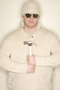 Free Man Smiles With Hammer Royalty Free Stock Photo - 1795455