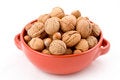 Free Red Bowl With Mixed Nuts, Walnuts, Hazelnuts, Almonds Royalty Free Stock Image - 1802306