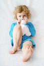 Free Little Blonde Sad Curly Girls Royalty Free Stock Photography - 1837177