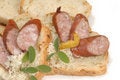 Free Smoked/dry Sausage With Horse Radish On A White Plate With Bread In Background Royalty Free Stock Photo - 1849195