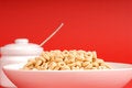 Free A Bowl Of Oat Cereal With Sugar Bowl On Red Background Royalty Free Stock Images - 1875159