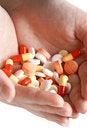 Free Heap Of Pills In Two Woman Hands Royalty Free Stock Photo - 1877355