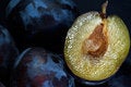 Free Dark Blue Ripe Fleshy Plums Royalty Free Stock Images - 1958359