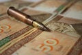 Free Bullet Placed On Money Royalty Free Stock Photos - 1985148