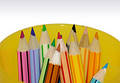 Free Color Pencils In Yellow Container Stock Image - 205651