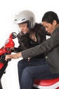 Free Couple Girls Talking On  Scooter Royalty Free Stock Photos - 2018198