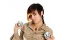 Free The Young Girl Holds Mirror Spheres In Hands Royalty Free Stock Photo - 2043345