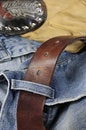 Free Jeans Belt And Gloves Idea Stock Photo - 2046730