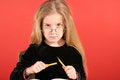 Free Mad Little Girl Breaking Pencil Royalty Free Stock Photos - 2123658