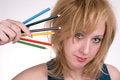 Free The Girl With Pencils Royalty Free Stock Photos - 2226928