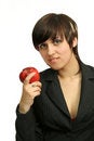 Free Friendly Woman With Red Apple Royalty Free Stock Photography - 2284137