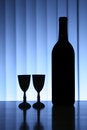 Free Wine Bottle With Two Glasses Stock Photography - 2464722