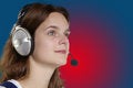 Free Young Woman With Head Set Stock Images - 2467704