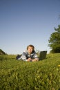 Free Man Using A Laptop Outdoors Royalty Free Stock Photography - 2607807