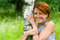 Free Smiling Girl And Birch Tree Stock Photography - 2692712