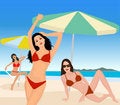 Free Attractive Girls On Beach Royalty Free Stock Image - 2714856
