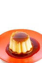 Free Creme Caramel On Red Plate Stock Photography - 2796592
