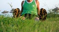Free Man Sits On Grass Royalty Free Stock Photos - 2854638