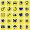 Free Blue Icons On Yellow Squares Stock Photography - 3193472
