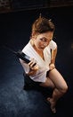 Free Woman With A Retro Cell Phone Royalty Free Stock Image - 3275476
